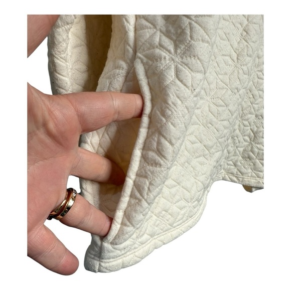 Madewell Quilted Antique Ivory Pullover Sweater N1073 Size Small Lace Tie Front - Picture 5 of 12